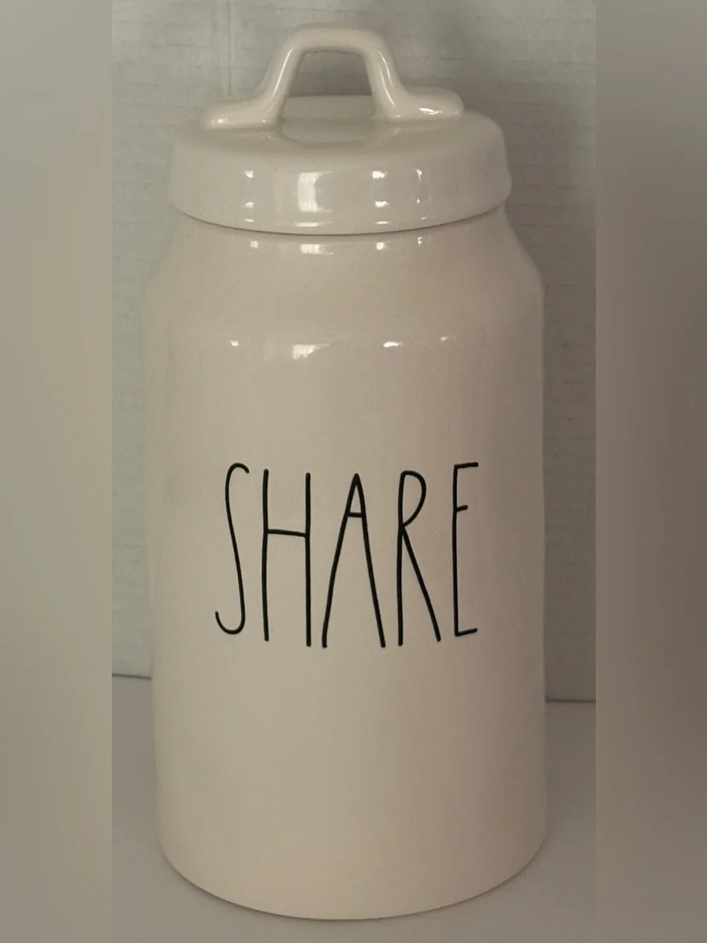 Rae Dunn Artisan Collection by Magenta “SHARE” Ceramic Canister with Suction Lid